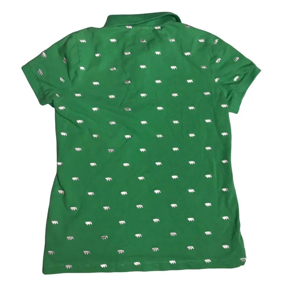 J. Crew S hippo embroidered polo green